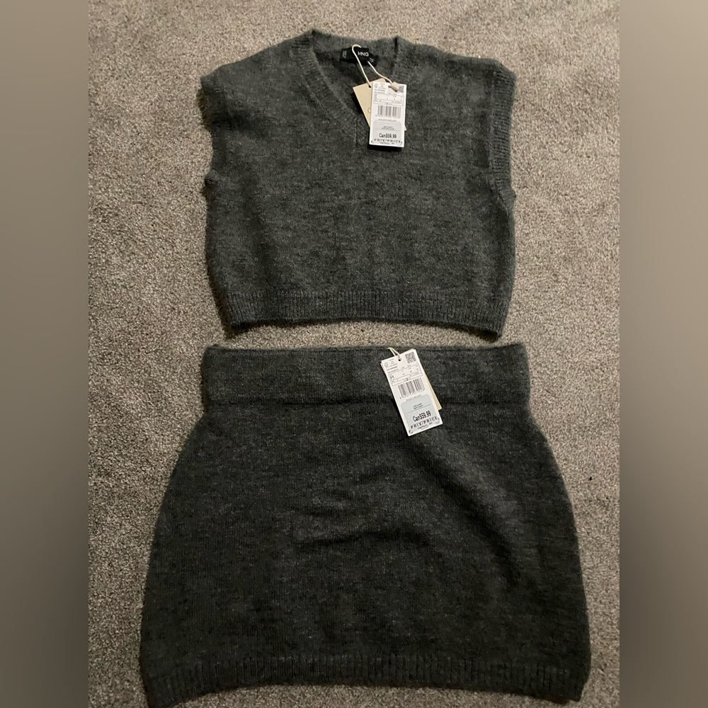 MANGO gray two piece sweater vest set